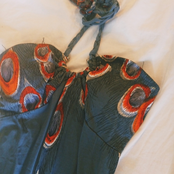 💥Maxi Grey Sun Dress soft with peacock design. - Picture 5 of 8